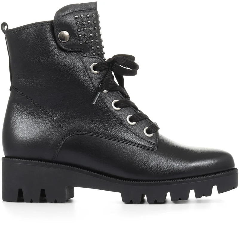 Wide Fit Leather Biker Boots - GAB32527 / 319 156