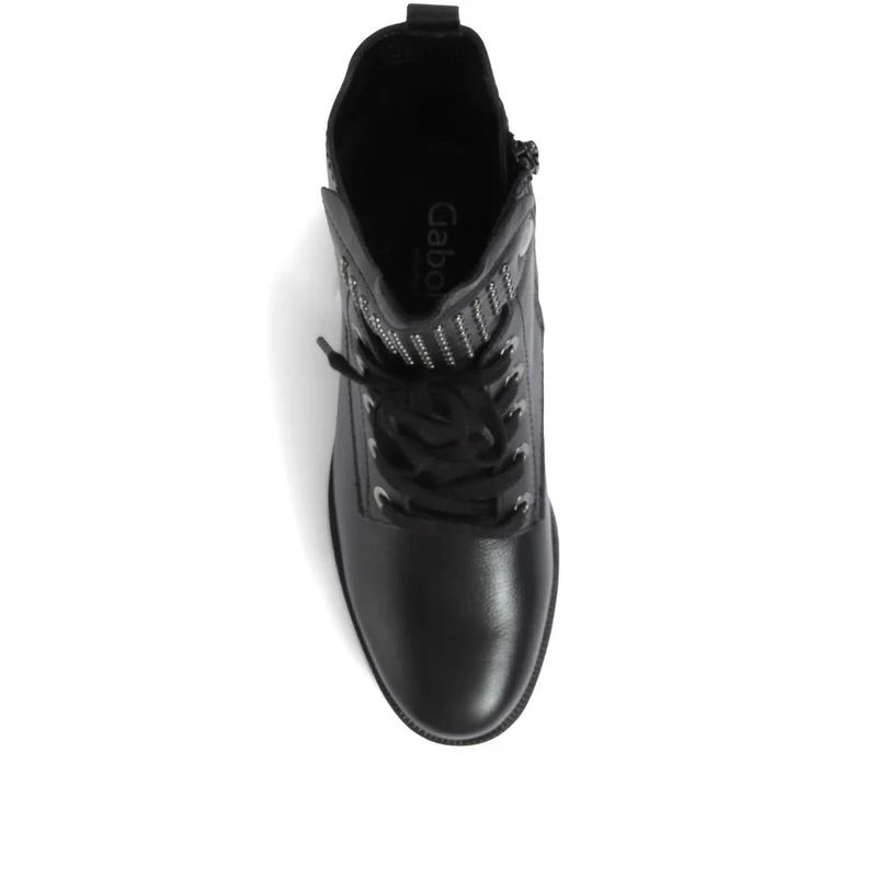 Wide Fit Leather Biker Boots - GAB32527 / 319 156 - Black