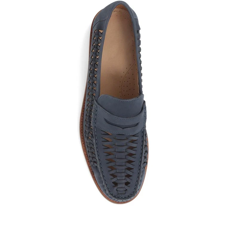 Riverside Woven Leather Loafers - RIVERSIDE / 319 873 - Navy