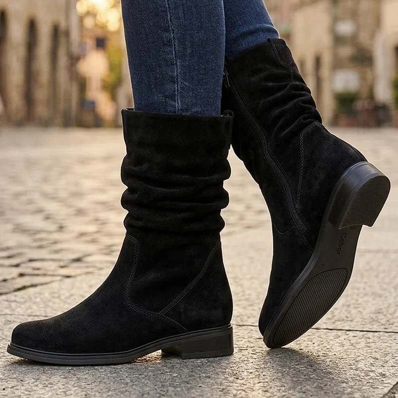 Hodie Leather Slouch Ankle Boots - GAB40507 / 325 881 - Black Suede
