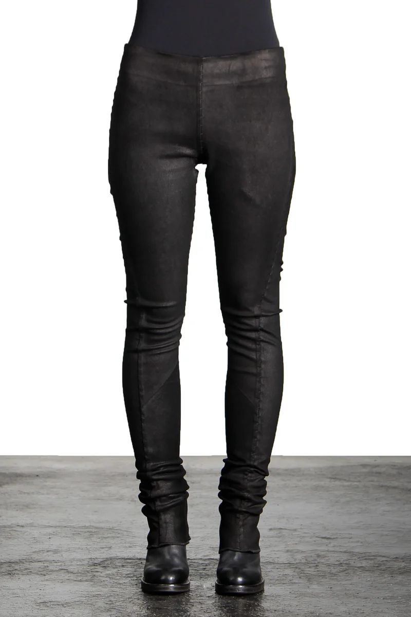 Isaac Sellam Damen Leder Hose schwarz