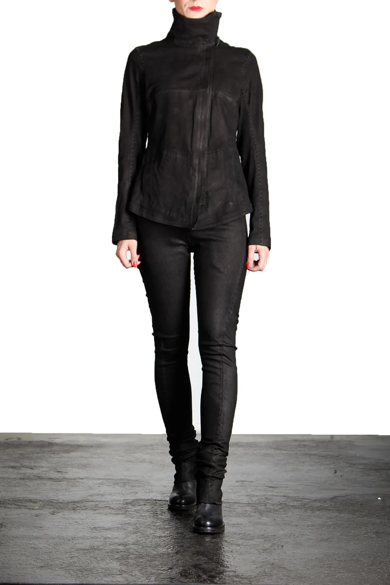 Isaac Sellam Damen Leder Jacke Biker schwarz