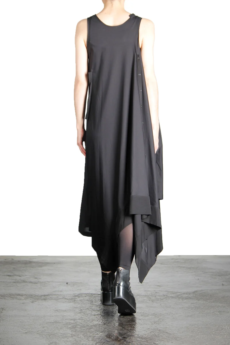 Yohji Yamamoto Damen Kleid Mit Schräger Knopfleiste schwarz