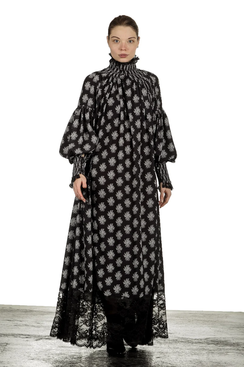 Paco Rabanne Damen Maxikleid mit Blumenstickerei mehrfarbig