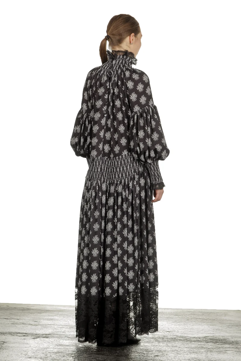 Paco Rabanne Damen Maxikleid mit Blumenstickerei mehrfarbig
