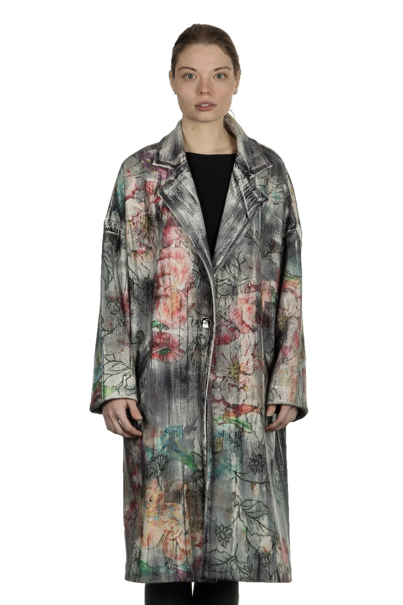 AVANT TOI Damen Ausgeblichener Mantel mit Blumen-Print mehrfarbig