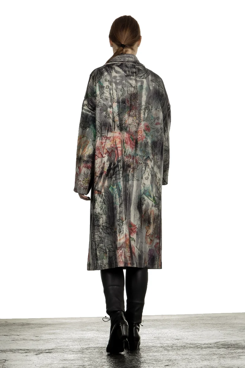 AVANT TOI Damen Ausgeblichener Mantel mit Blumen-Print mehrfarbig