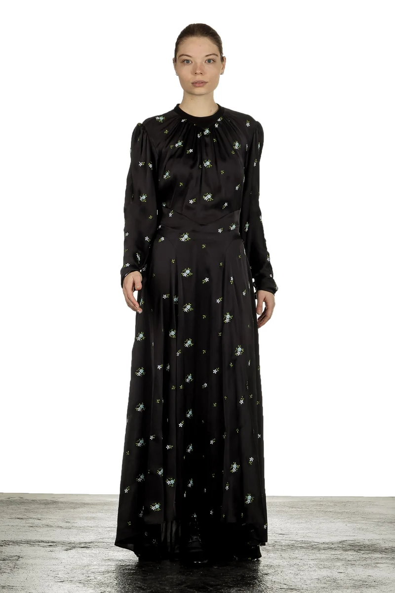 Paco Rabanne Damen Maxikleid mit Blumenstickerei mehrfarbig