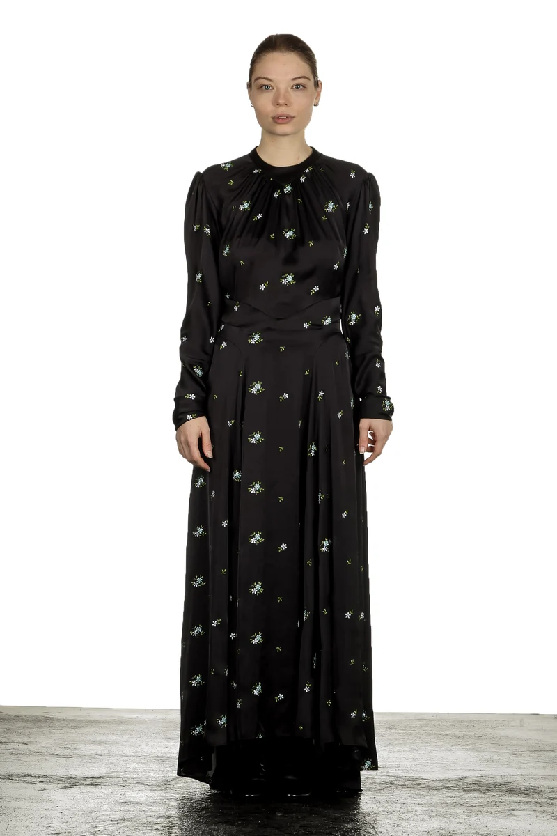 Paco Rabanne Damen Maxikleid mit Blumenstickerei mehrfarbig