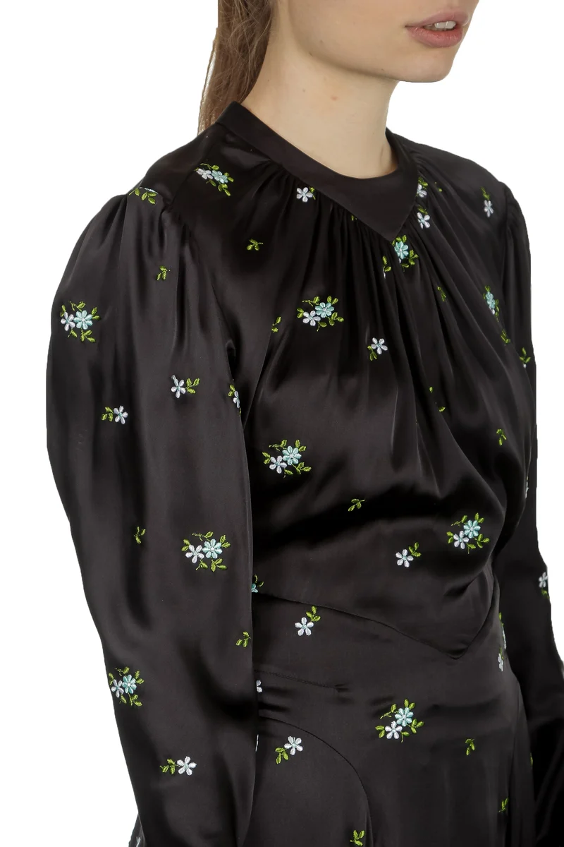 Paco Rabanne Damen Maxikleid mit Blumenstickerei mehrfarbig