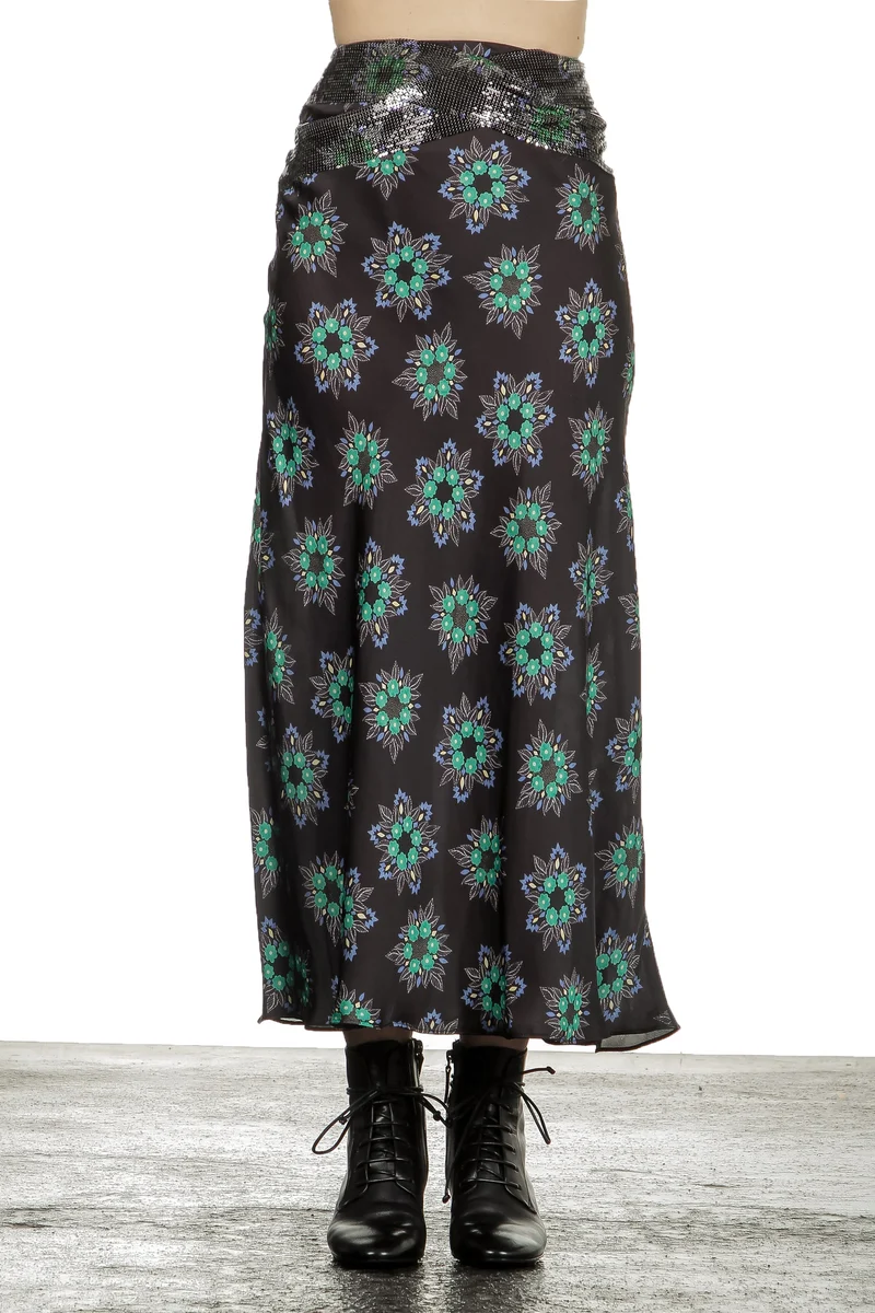 Paco Rabanne Damen Rock mit Blumen-Print mehrfarbig