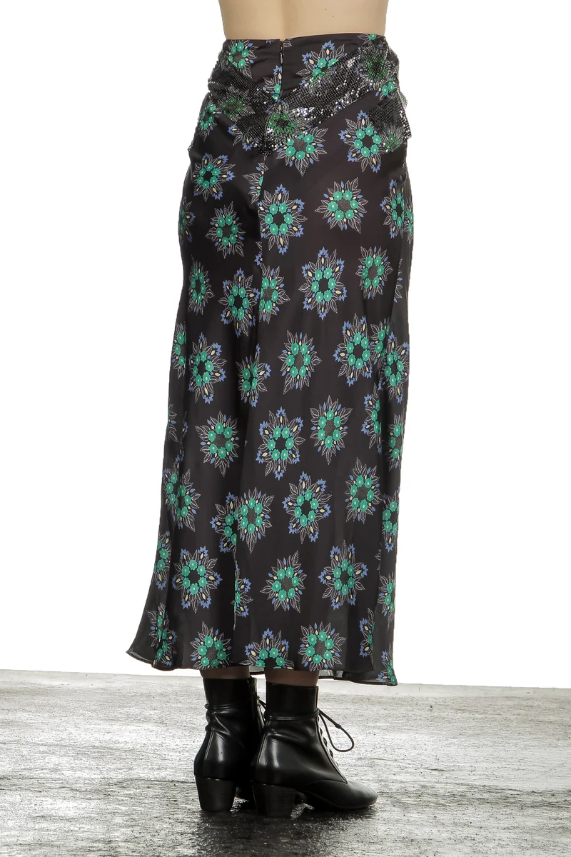 Paco Rabanne Damen Rock mit Blumen-Print mehrfarbig