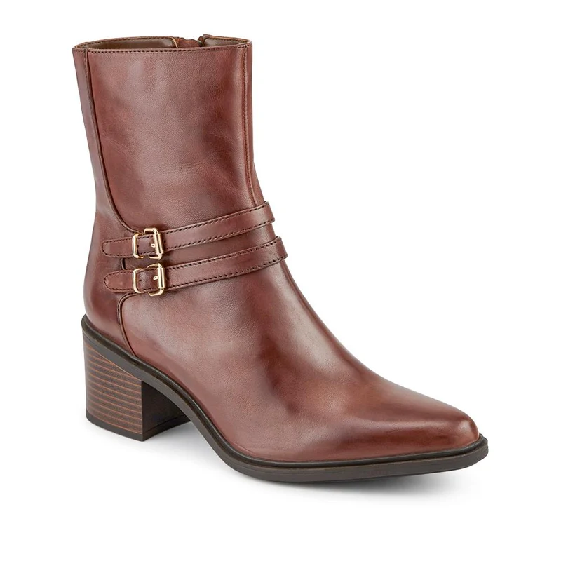 Kaira Smart Leather Ankle Boots - KAIRA / 328 021 - Dark Brown