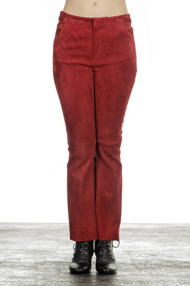 DROMe Damen Leder Hose rot