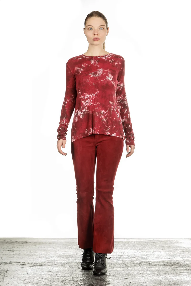 DROMe Damen Leder Hose rot