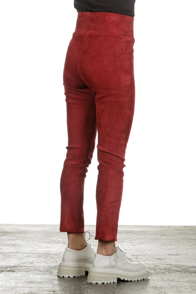 DROMe Damen Leder Leggings rot