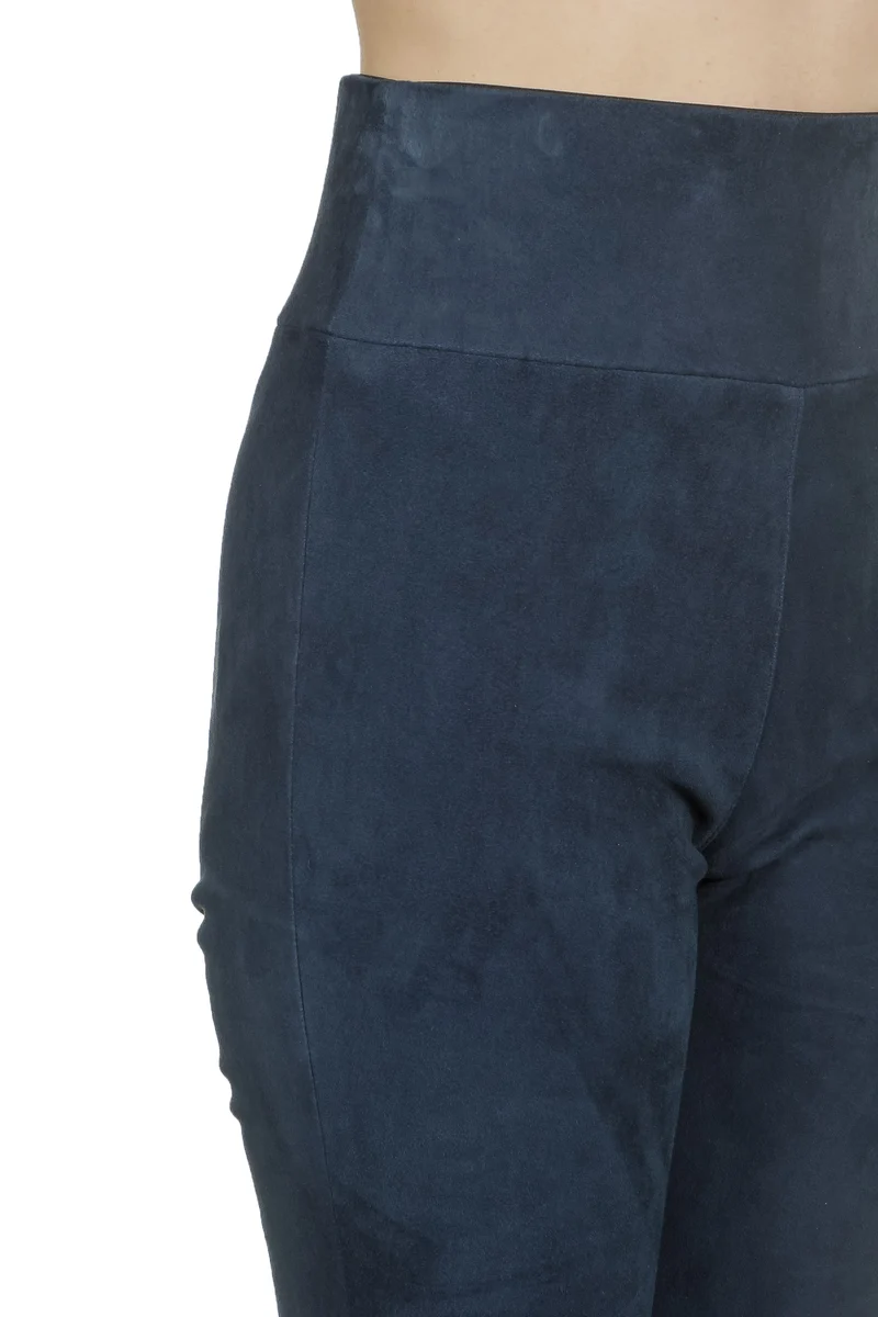 DROMe Damen Leder Leggings indigo