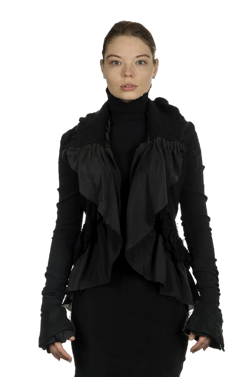 Marc Le Bihan Damen Avantgarde Jacke im Layering-Look schwarz