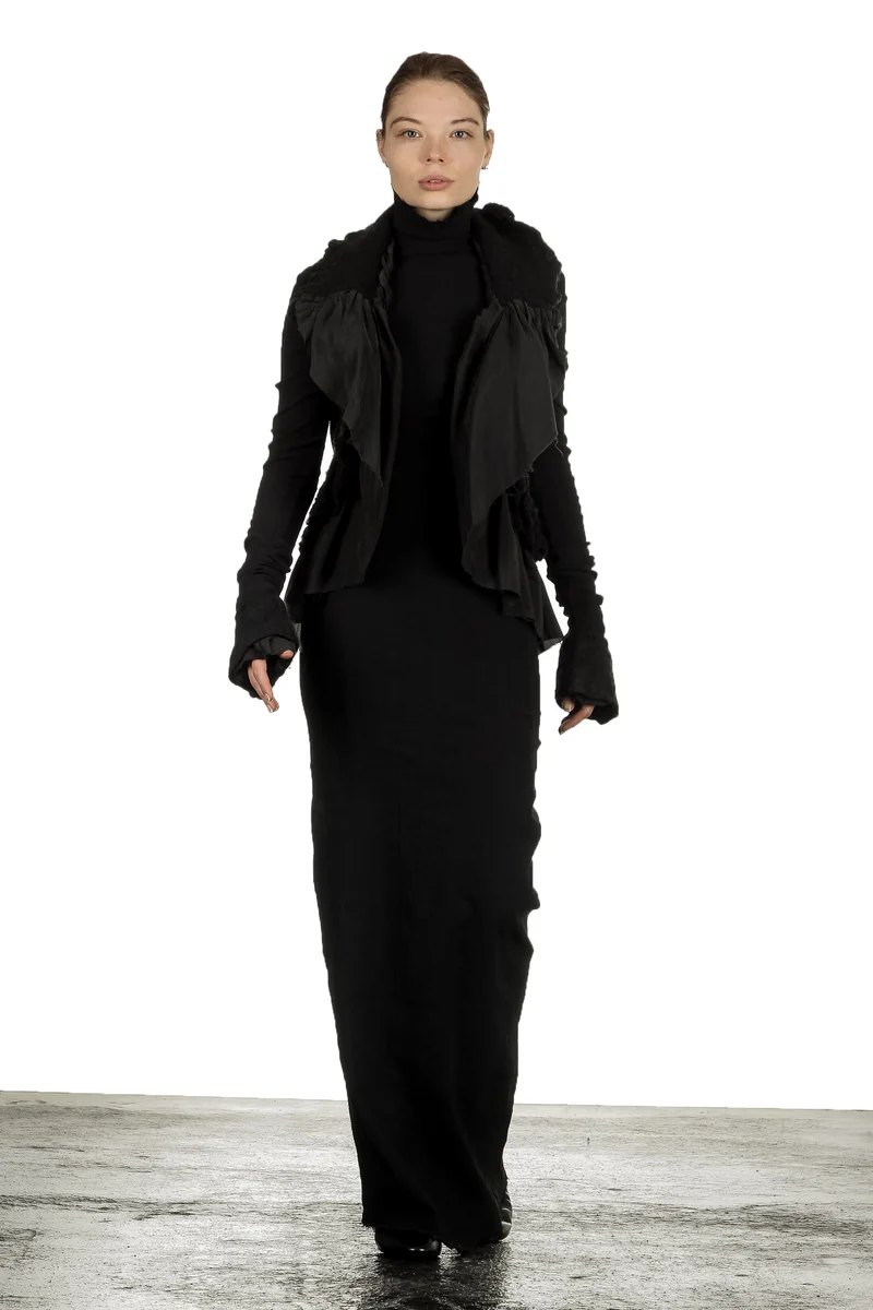Marc Le Bihan Damen Avantgarde Jacke im Layering-Look schwarz