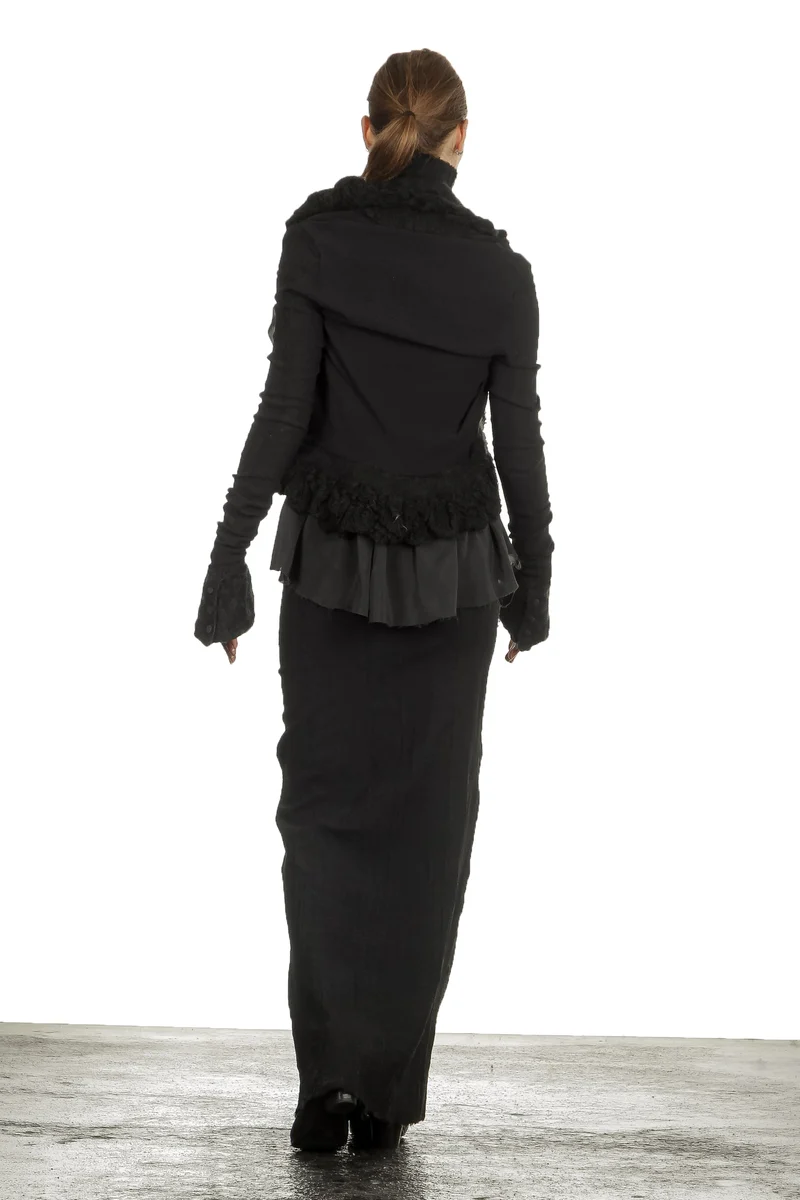 Marc Le Bihan Damen Avantgarde Jacke im Layering-Look schwarz
