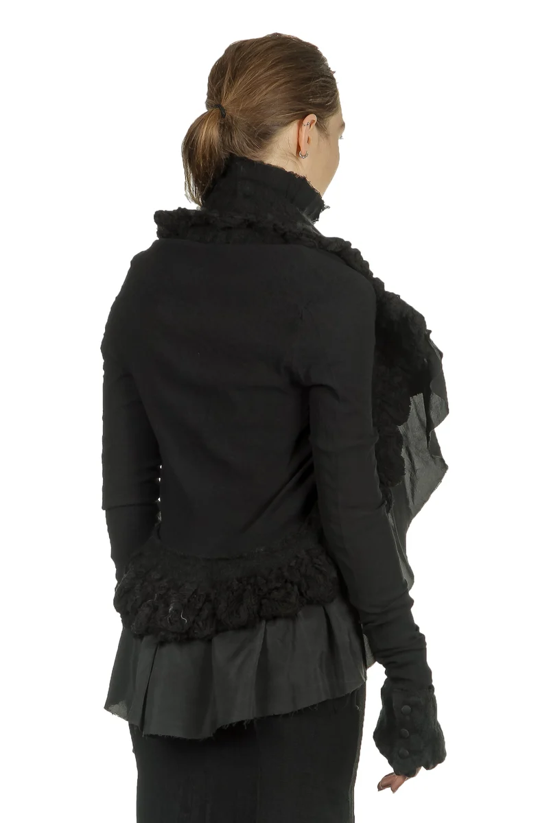 Marc Le Bihan Damen Avantgarde Jacke im Layering-Look schwarz