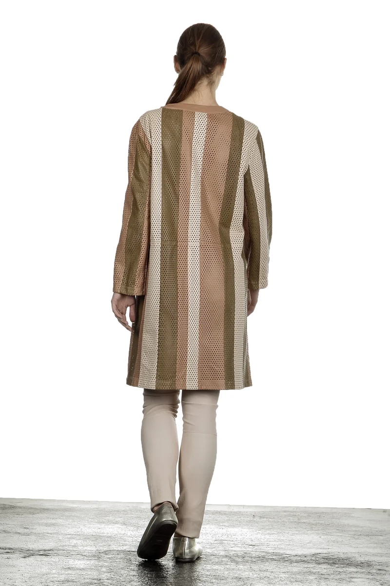 DROMe Damen Geknöpfter Ledermantel multicolor