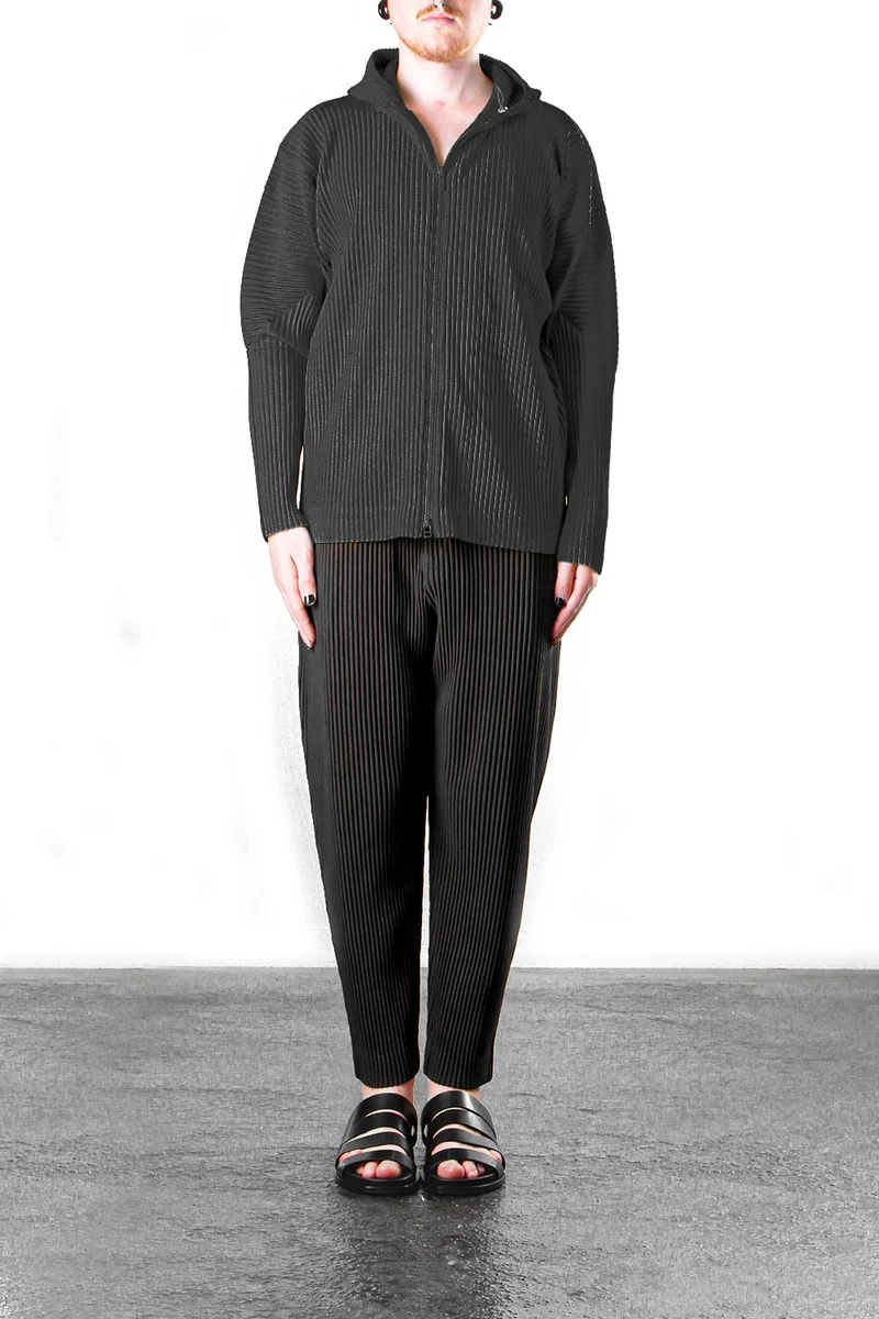 Homme Plissé Issey Miyake Herren Kaputzen Jacke schwarz