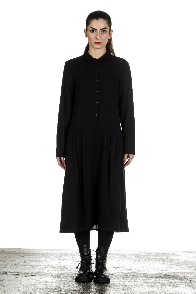 Apuntob Damen Avantgarde Hemdblusenkleid schwarz