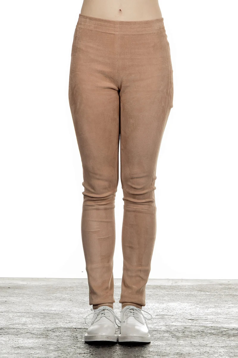 DROMe Damen Avantgarde Leder Leggings apricot