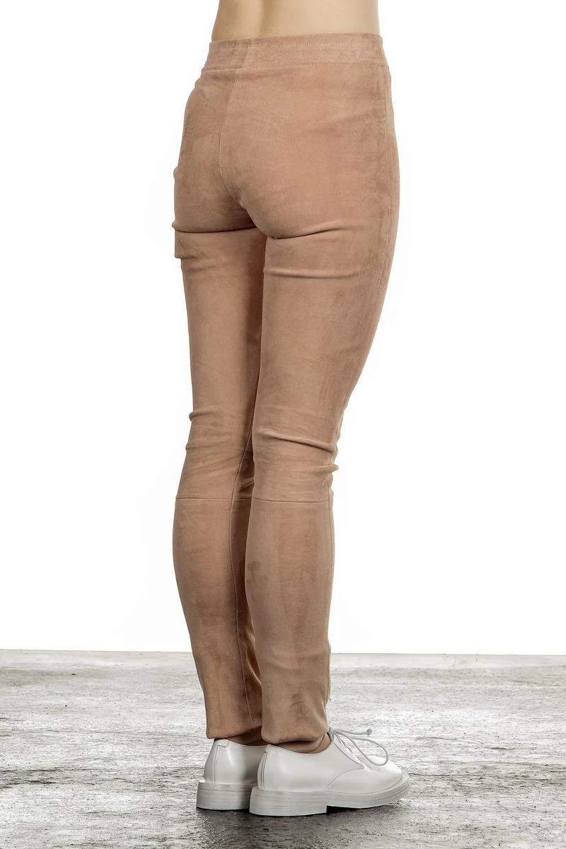 DROMe Damen Avantgarde Leder Leggings apricot