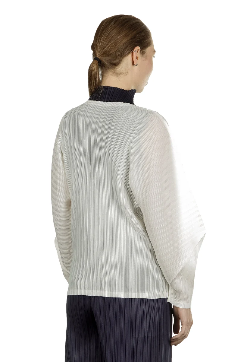 Pleats Please Issey Miyake Plissee Cardigan weiß