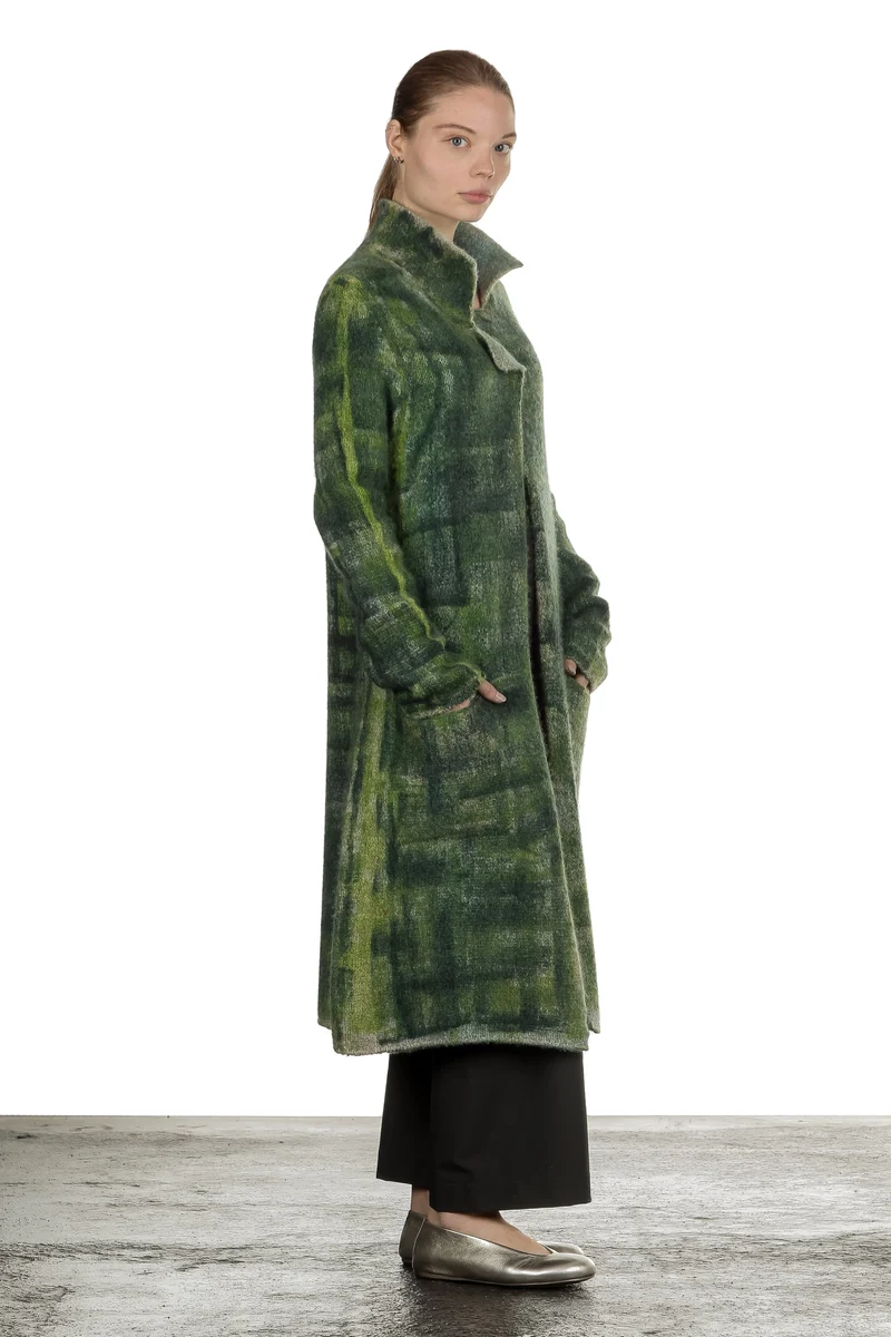 F Cashmere Damen Strickmantel grün