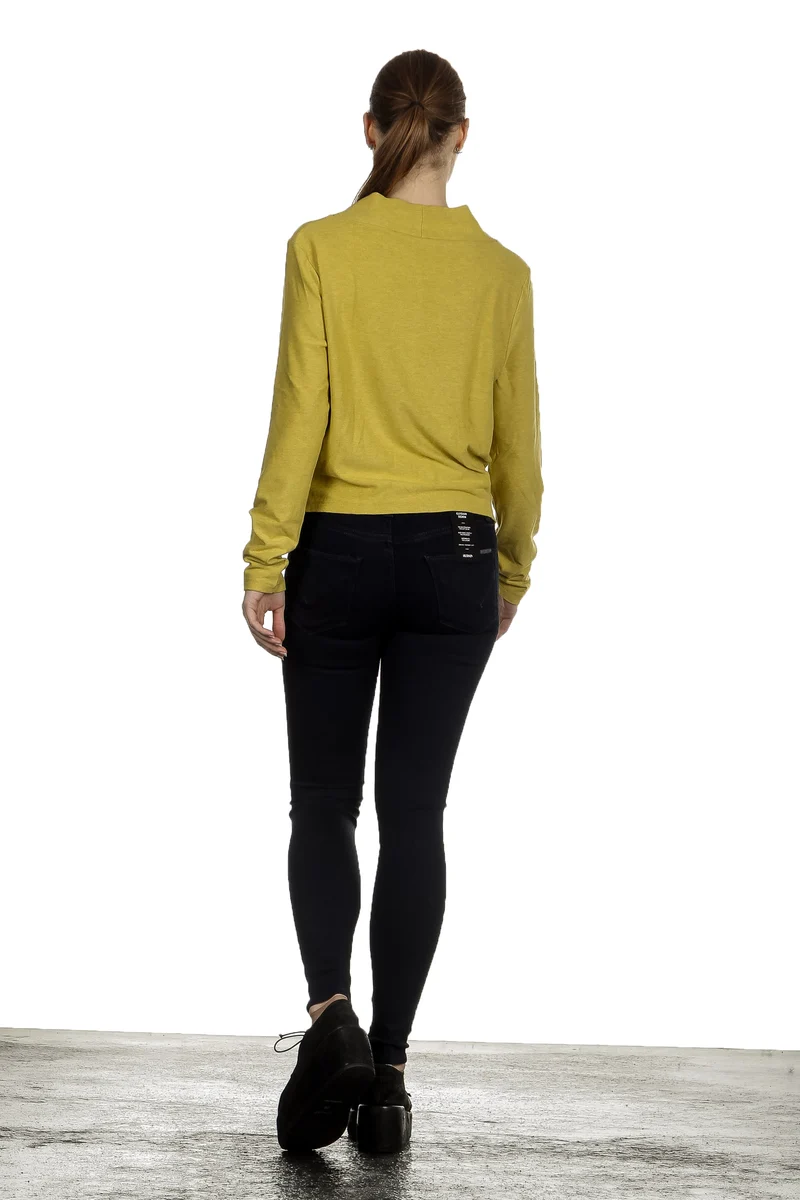 The Swiss Label Damen Drapiertes Langarm Shirt gelb