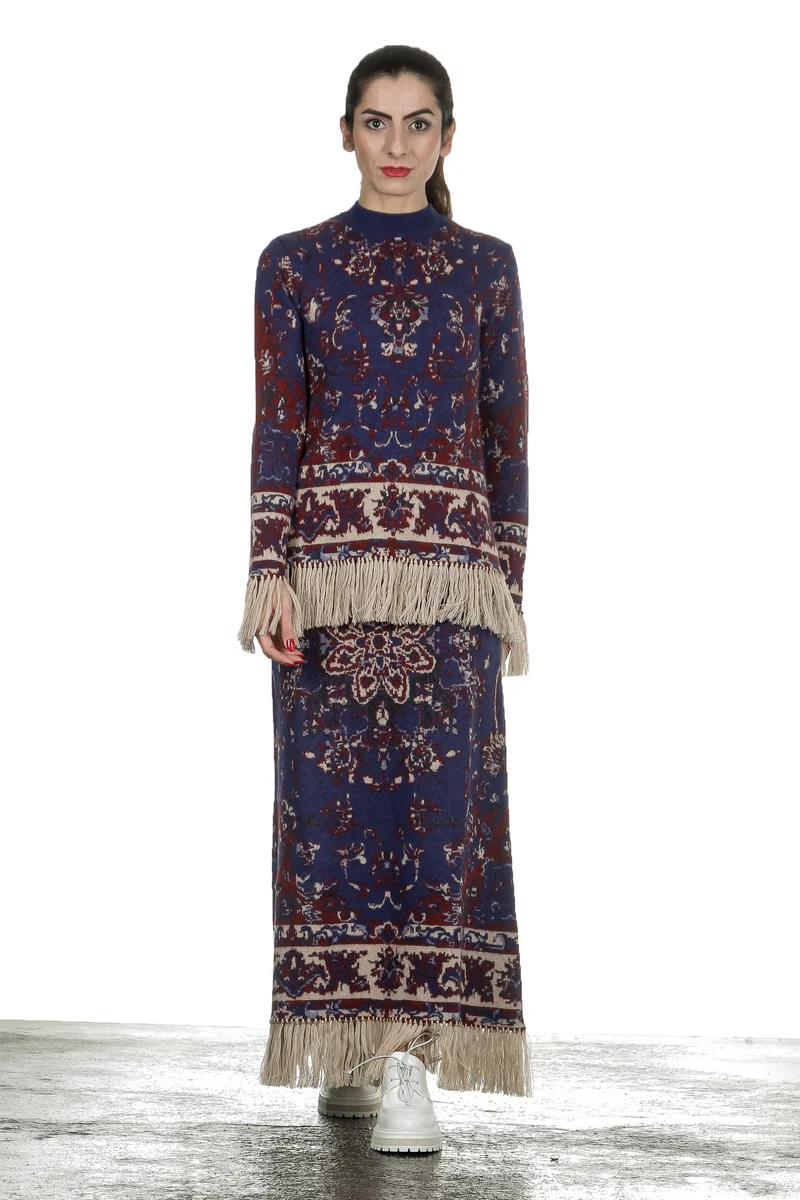 Paco Rabanne Damen Maxirock 'Persian Tapestry' mit Print multicolor