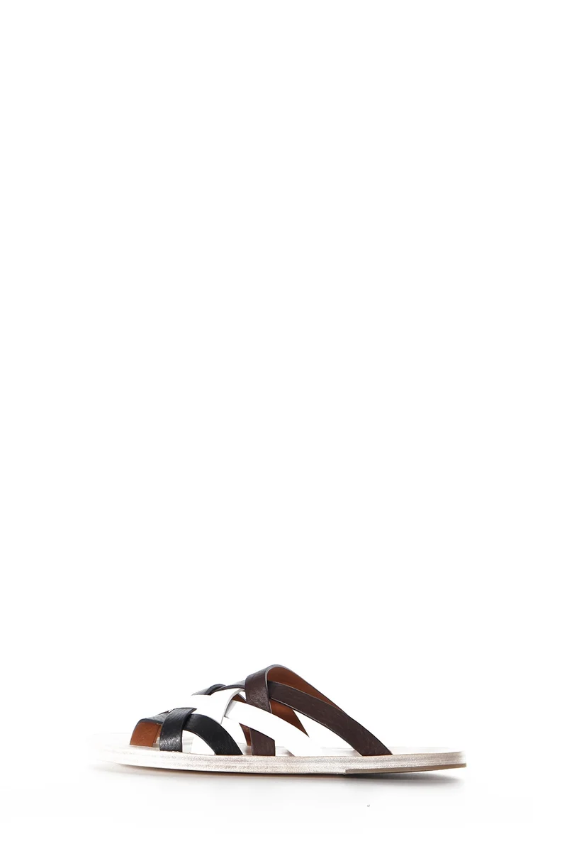 Marsèll Damen Leder Sandalen Scalzato fasce braun weiß
