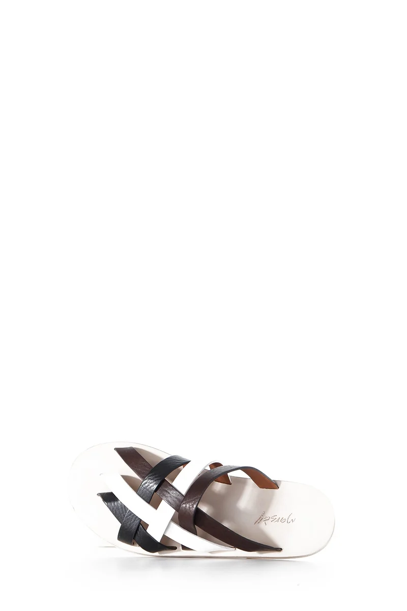 Marsèll Damen Leder Sandalen Scalzato fasce braun weiß