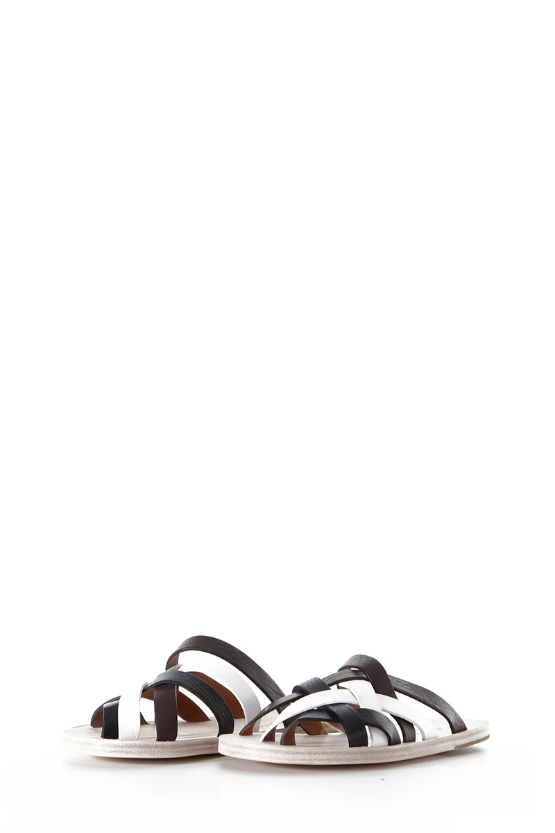 Marsèll Damen Leder Sandalen Scalzato fasce braun weiß