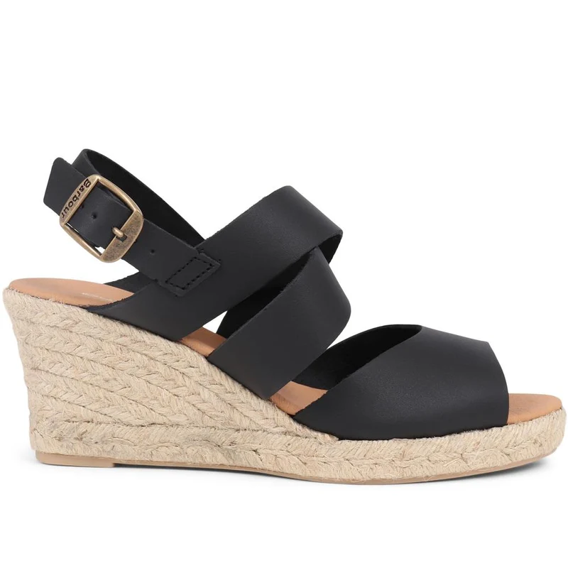 Yolanda Leather Wedge Sandals - BARBR39507 / 324 821 - Black