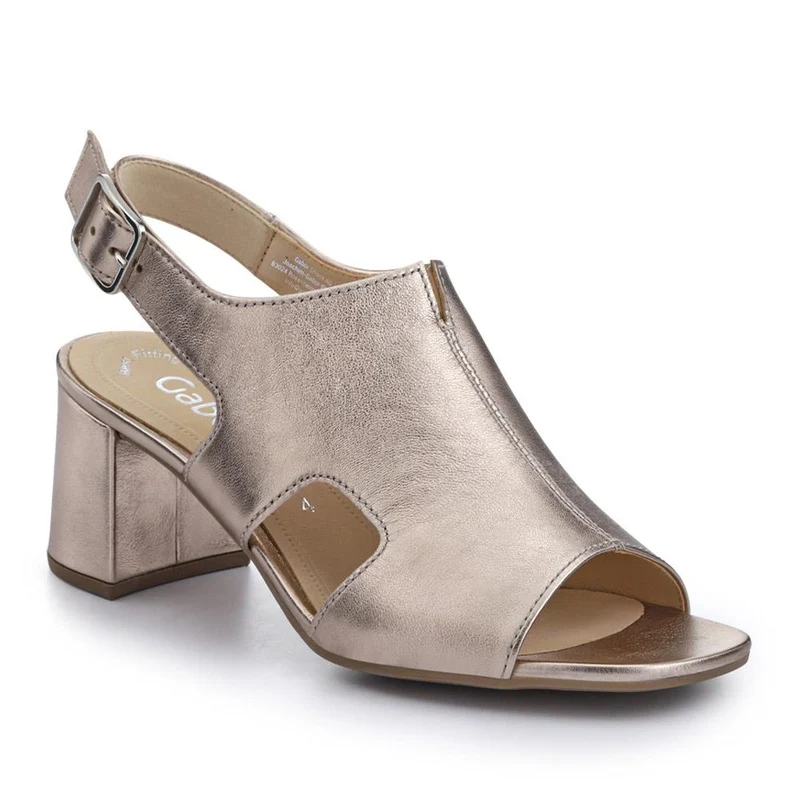 Smart Leather Block-Heeled Sandals - GAB41514 / 327 008 - Metallic Beige