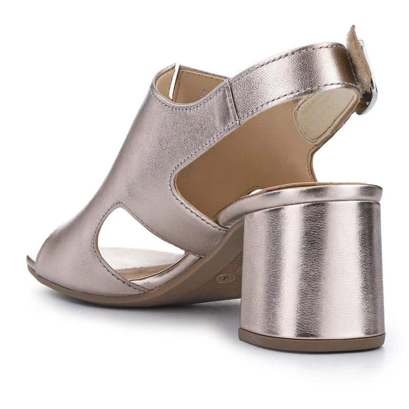 Smart Leather Block-Heeled Sandals - GAB41514 / 327 008 - Metallic Beige
