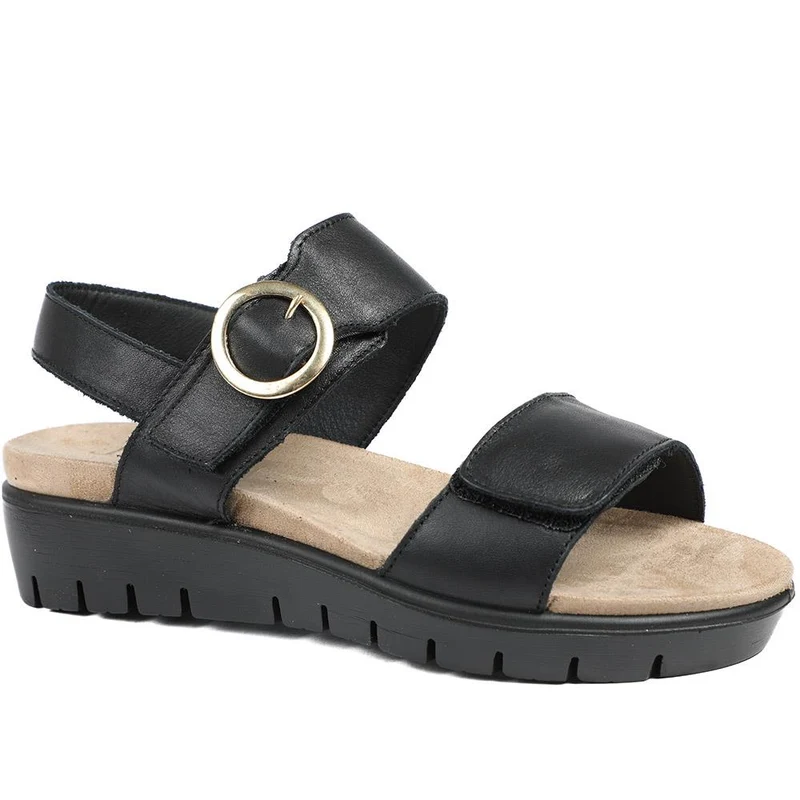 Heloise Leather Wedge Sandals - HELOISE / 328 994 - Black