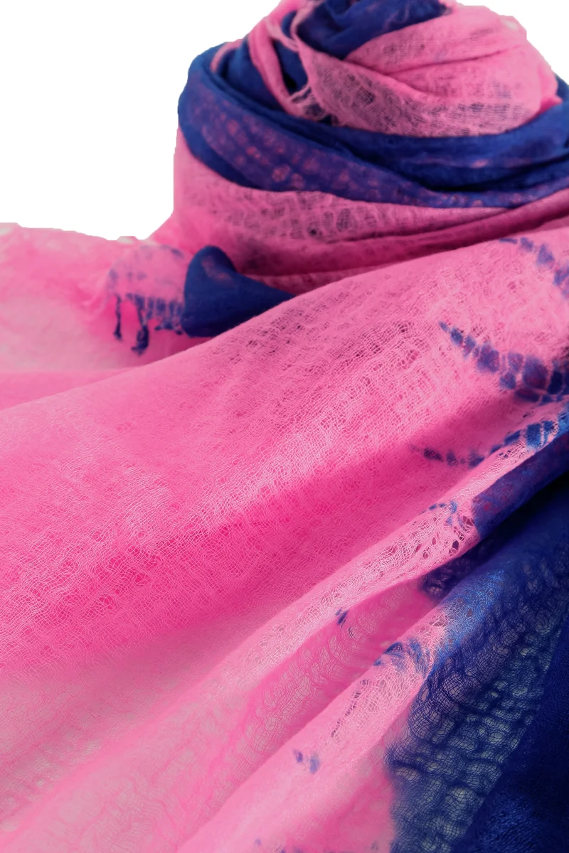Suzusan Damen Kaschmir Schal blau pink