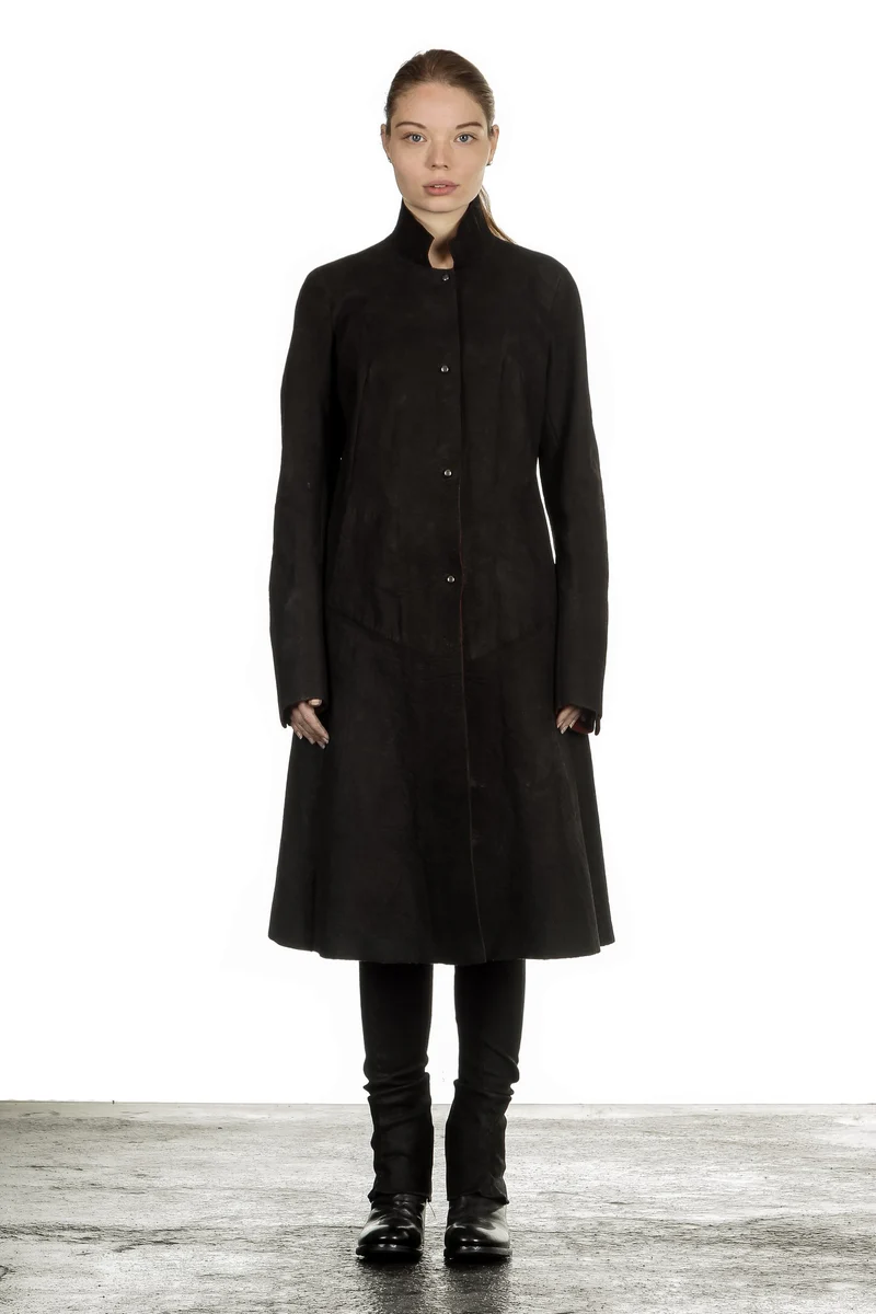 Isaac Sellam Damen Leder Mantel schwarz