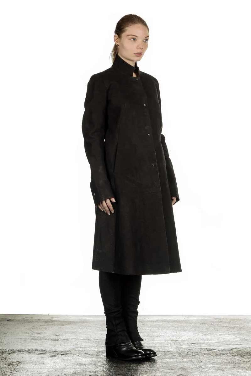 Isaac Sellam Damen Leder Mantel schwarz