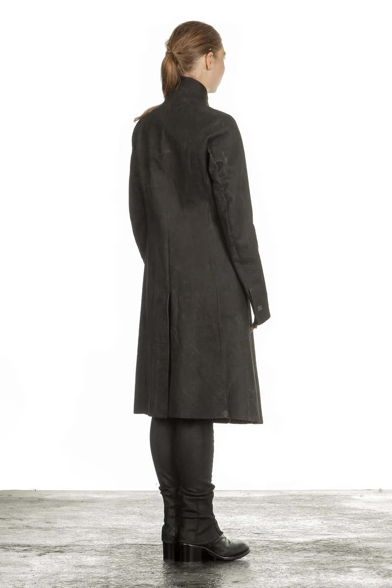 Isaac Sellam Damen Leder Mantel schwarz