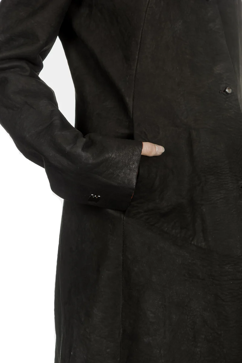 Isaac Sellam Damen Leder Mantel schwarz