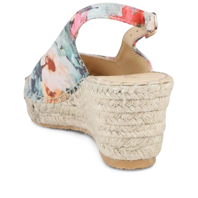 Raya Leather Slingback Wedge Espadrilles - RAYA / 329 133 - BLUE FLORAL