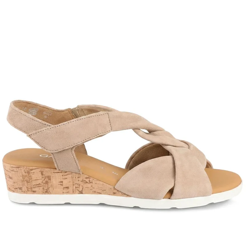 Gabor Kalix Wide Fit Leather Slingback Sandals - GAB43522 / 328 865 - Beige Suede