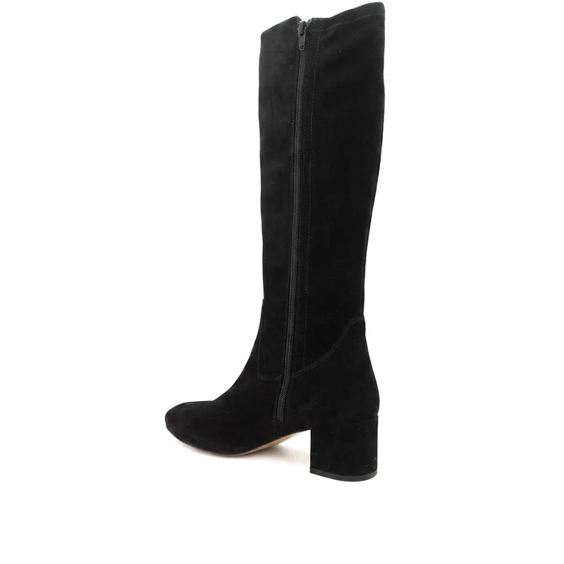 Emberly Wide Fit Leather Stretch Long Boots - EMBERLYWIDE / 329 792 - Black Suede