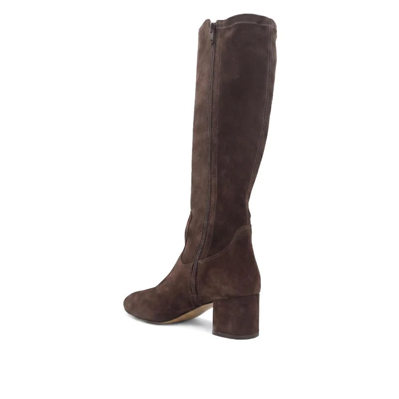 Emberly Wide Fit Leather Stretch Long Boots - EMBERLYWIDE / 329 792 - Choco Suede